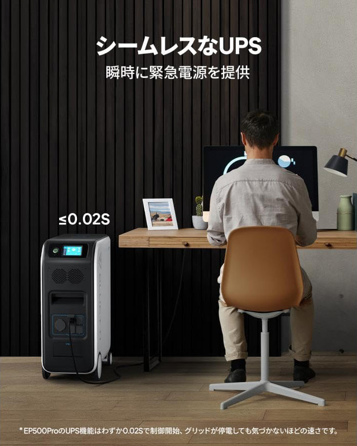 JW002 送料無料【2台セット 自動切替器プレゼント!】BLUETTI EP500Pro 大容量ポータブル蓄電池 容量5120Wh(5kWh)/出力3000W